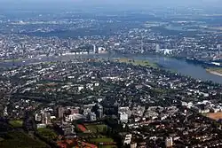 Aerial view of Düsseldorf, the state capital of North Rhine-Westphalia