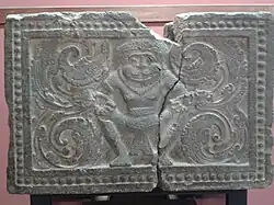 Dvaravati period stone sculpture, Phra Pathom Chedi National Museum.