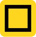 Hollow black square on a yellow background