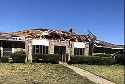 EF1 damage: Cause major damage to mobile homes and automobiles, and can cause minor structural damage to well-constructed homes. This frame home sustained major roof damage but otherwise remained intact. Around 35% of all annual tornadoes in the U.S. are rated EF1.