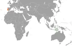 Map indicating locations of Timor-Leste and Portugal