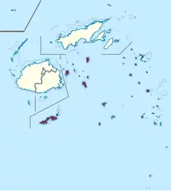 Map of Fiji showing Eastern division.