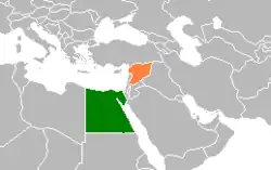Map indicating locations of Egypt and Syria