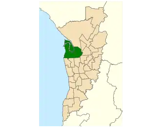Map of Adelaide, South Australia with electoral district of Port Adelaide highlighted