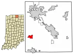 Location of Wakarusa in Elkhart County, Indiana.