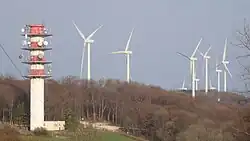 The wind farm in Lomont is at the limit of high Doubs specifically on the chain of Lomont through the Franche-Comte region from East to West