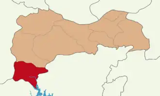 Map showing Kemaliye District in Erzincan Province