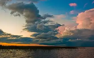 Clouds over the reserve. Annual rainfall averages 1,700 mm (67 in)
