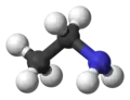 Ball and stick model of ethylamine