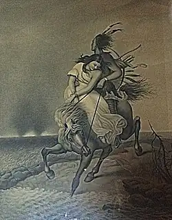 Eugene Dovilliers, untitled (Horse with Riders), charcoal on paper, South Carolina State Museum