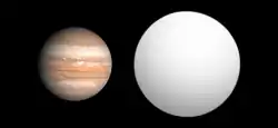 Comparison of best-fit size of the exoplanet CoRoT-11 b with the Solar System planet Jupiter