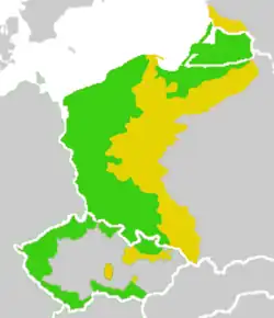 German language areas in Poland, Kaliningrad Oblast (Russia), Lithuania, and Czech Republic before expulsion of Germans   majority German   ethnically mixed areas