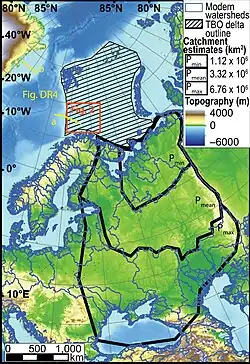 Geographical extent of the Triassic Boreal Ocean Delta Plain