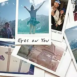 The cover consists of polaroids. The artist's name appears on a polaroid featuring Chase Rice with a female fan, and the song title appears on a polaroid featuring a girl stretching her hands up to the sky.