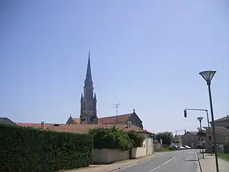 The church and surroundings in Le Barp