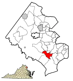 Location of Newington in Fairfax County, Virginia
