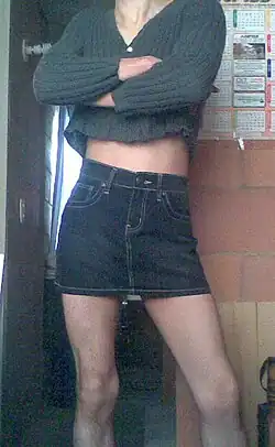 A woman wearing a skirt, that is 35 cm long, 2011