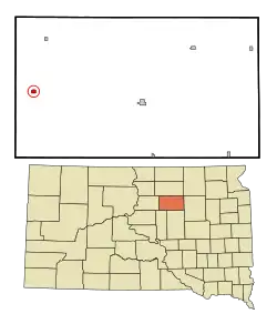 Location in Faulk County and the state of South Dakota