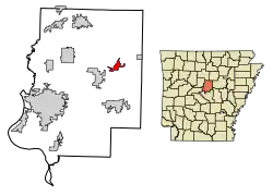 Location of Enola in Faulkner County, Arkansas.