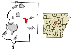 Location of Holland in Faulkner County, Arkansas.