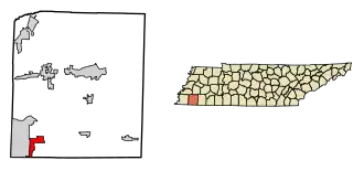Location of Rossville in Fayette County, Tennessee.