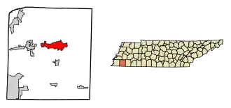 Location of Somerville in Fayette County, Tennessee.