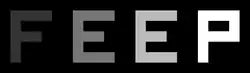 The word "FEEP" pixelated. The letters grow lighter from left to right.
