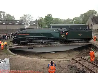 A4 Pacific No.9 "Union of South Africa" on the Ferryhill turntable, May 2019