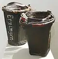 German 19th century leather firebuckets, a common type before the invention of many modern materials