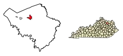 Location of Flemingsburg in Fleming County, Kentucky.
