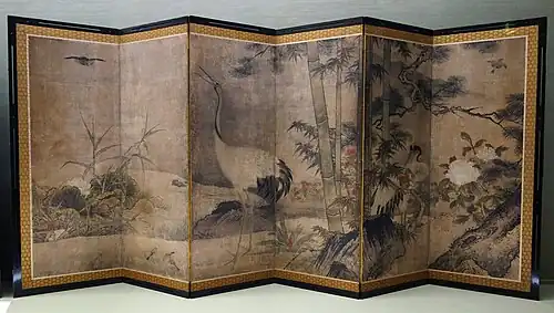 Flowers and Birds of the Four Seasons, second panel of a byōbu
