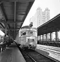 The Texas Zephyr beside the station, August 1962.