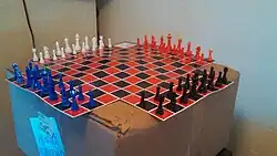 A four-player chess board set up