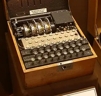 An Enigma model T (Tirpitz), a modified commercial Enigma K manufactured for use by the Japanese