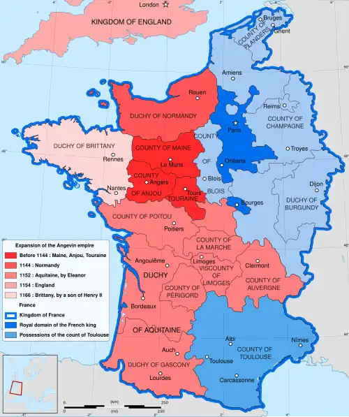 Map of France in 1154