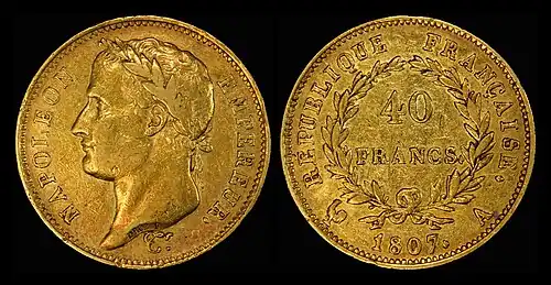 A 40-franc Napoléon from 1807