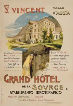 Poster, Aosta Valley spa hotel, 1900.