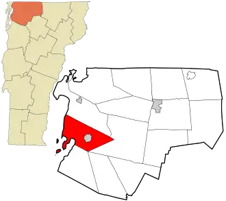 Location in Franklin County and the state of Vermont.