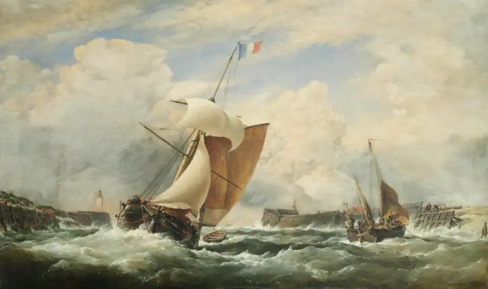 French Sloop Entering the Harbour of Tréport by Edward William Cooke