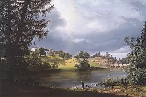 Frogner Manor (1842), painted by J.C. Dahl for Benjamin Wegner. The painting was formerly in the possession of the von Hosstrup family in Hamburg.