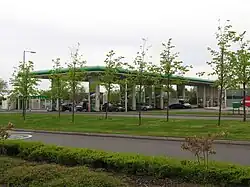 Refuelling area to east of main building