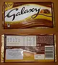 Front and back of the wrapper of a Galaxy Honeycomb Crisp.