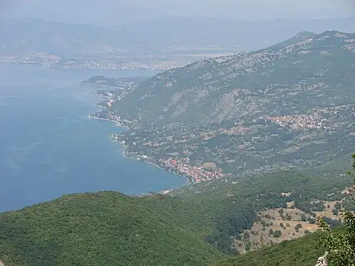 View from Galičica on the east coast of Ohrid lake