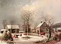 Farmyard in Winter by George Henry Durrie, 1858