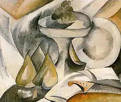 Georges Braque, 1908, Plate and Fruit Dish, oil on canvas, 46 × 55&nbsp;cm, private collection