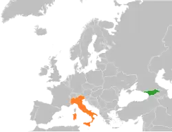 Map indicating locations of Georgia and Italy