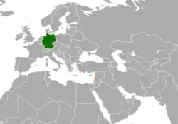 Map indicating locations of Germany and Lebanon