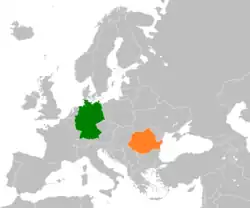 Map indicating locations of Germany and Romania