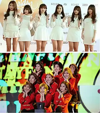 GFriend (top) and Twice (bottom) in 2016.