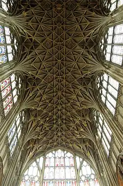 Lierne vault in the choir of Gloucester Cathedral (1331)